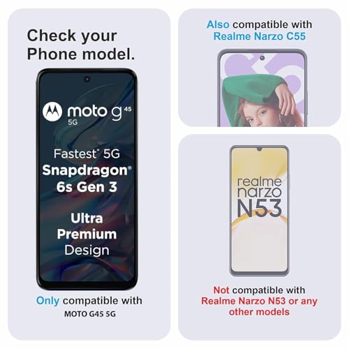 Image of Tempered Glass Screen Protector Compatible for Moto G45 5G / Moto G45 with Edge to Edge Coverage and Easy Installation Kit