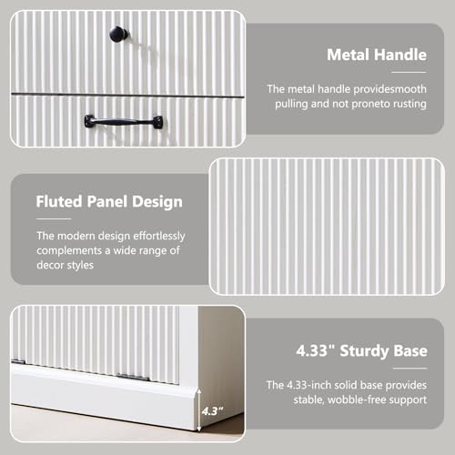 Image of IFBUY Double Tilt Out Laundry Hamper Cabinet, Modern Trash Cabinet, White