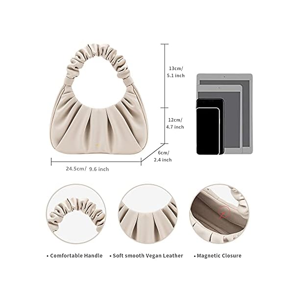 JW PEI Women's Gabbi Ruched Hobo Handbag, Beige, Small - Image 9