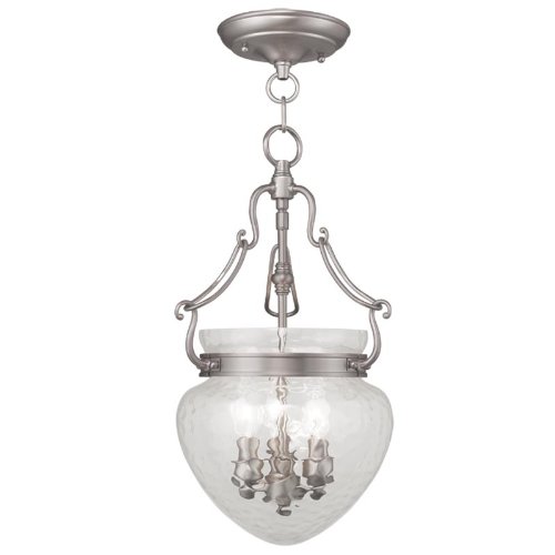 Promo 40% OFF Livex Lighting 5041-91 Duchess 3-Light Convertible Hanging Lantern/Ceiling Mount, Brushed Nickel
