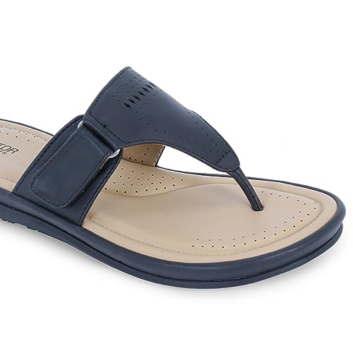 Women's Flat Memory Foam Slippers/Flip-Flops Fashion Stylish Casual Comfortable Diabetic Orthopedic Lightweight Synthetic Slip-on Sandals with Adjustable Strap for Girls/Ladies D-6084