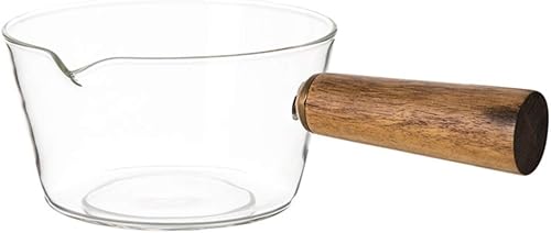 Miniatura 1 de DOITOOL Olla de leche de vidrio para salsa de vidrio con mango de madera, estufa de vidrio, utensilios de cocina de vidrio para la cocina del hogar,