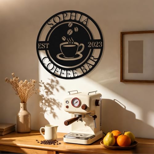Image of Personalized Coffee Bar Metal Sign, Custom Coffee Signs, Custom Coffee Name Signs for Cafe Station, Coffee Wall Art Decor for Kitchen, Cafe Shop Decor, Cafe Lover Gift