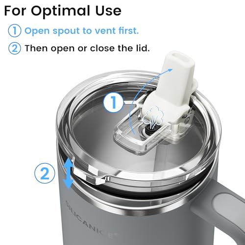 Image of For Travel & Gym - Never Drink from a Moldy Lid Again: 40oz Hygienic Tumbler, 100% Leakproof Lid & Removable Foldable Spout. Reinforced Base, Fits Cup Holders - Gray