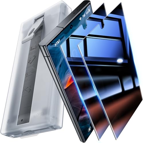 UniqueMe [2 Pack for Samsung Galaxy S24 Ultra Privacy Screen Protector - [Auto Dust-Remove] Easy Installation, Bubble Free,Anti-Spy,Full Coverage[Not Glass][Support Fingerprint Unlock]