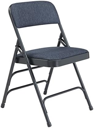 National Public Seating 2300 Series Steel Frame Upholstered Premium Fabric Seat and Back Folding Chair with Triple Brace, 480 lbs Capacity, Imperial Blue/Char-Blue (Carton of 4)