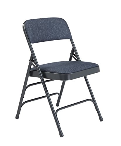 National Public Seating 2300 Series Steel Frame Upholstered Premium Fabric Seat And Back Folding Chair With Triple Brace, 480 Lbs Capacity, Imperial Blue/Char-Blue (Carton Of 4) #TOP18