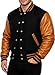 NM-Fashions Mens Black & Gold Varsity Letterman Jacket with Leather Sleeves – Wool College Baseball Bomber Jacket for High School, XS
