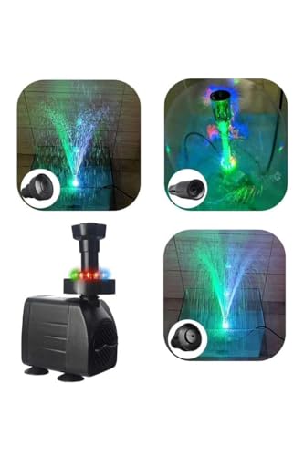 Image of FLOJOY Asian Pumps Beautiful 3 Effects Small Fountain Pump With 1 Mushroom&2 Blossom Nozzle Kit 10W 12Led Ac (220V) Color Changing Light With Adjustable Flow 400L /Hr