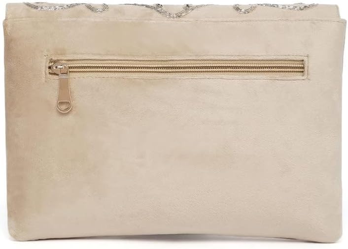 Miniatura 7 de Aheli Bolsos de mano de regalo para mujeres, bolsos de noche hechos a mano, para fiesta, novia, embrague, Crema 4