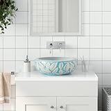 mobili home tools lavabo da appoggio bianco e blu rotondo 41x14 cm ceramica