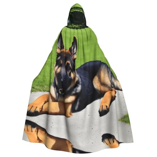 qqoupp Capa con capucha para adultos con estampado de perro pastor alemán, capa con capucha súper grande con pajarita, sin cremallera