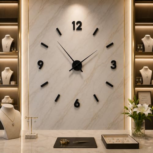 Image of RAPAL Frameless DIY Wall Sticker Clock (55 x 55 cm) - Decorative 3D Number Stickers for Living Room and Bedroom (DIY D2)