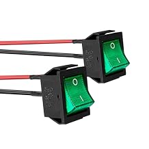 KCD4 2Pcs DC 12V-24V 30A DPST Pre-Wired 4-Pin 2 Position ON/Off Boat Rocker Toggle Switch with Green LED Light Only for DC12-24V