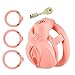 XL Gurt günstig Kaufen-HXLXW keuschheitskäfig Herren Pink Keuschheitsgürtel Set mit 3 Cockringe Flat Chastity Cage Male small SM Fetisch Extrem Penis Bondage Hohldesign Atmungsaktiv Penis Käfig(S)