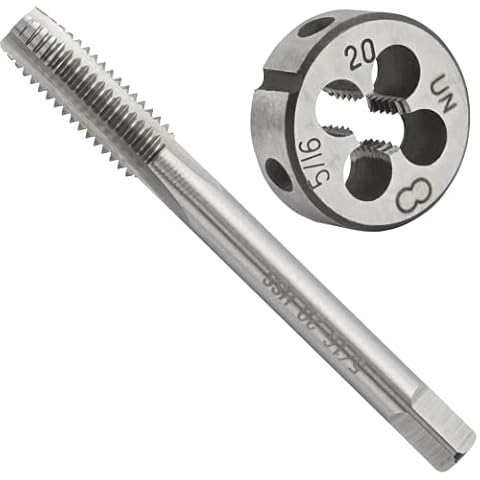 Aceteel 5/16"-20 UN HSS Tap And Die Set, 5/16 x 20 UN Machine Thread Tap And UNS Round Thread Die Right Hand Cover
