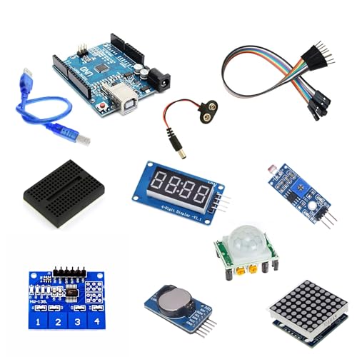 Image of EDO Systems | UNO r3 SMD 6 in 1 Sensor Kit for Students, Hobbyiest, Learners, & School Projects DIY Clock Display LDR Light Sensor, Dot Matrix Display, Mini Breadboad Starter /Beginner Kit.