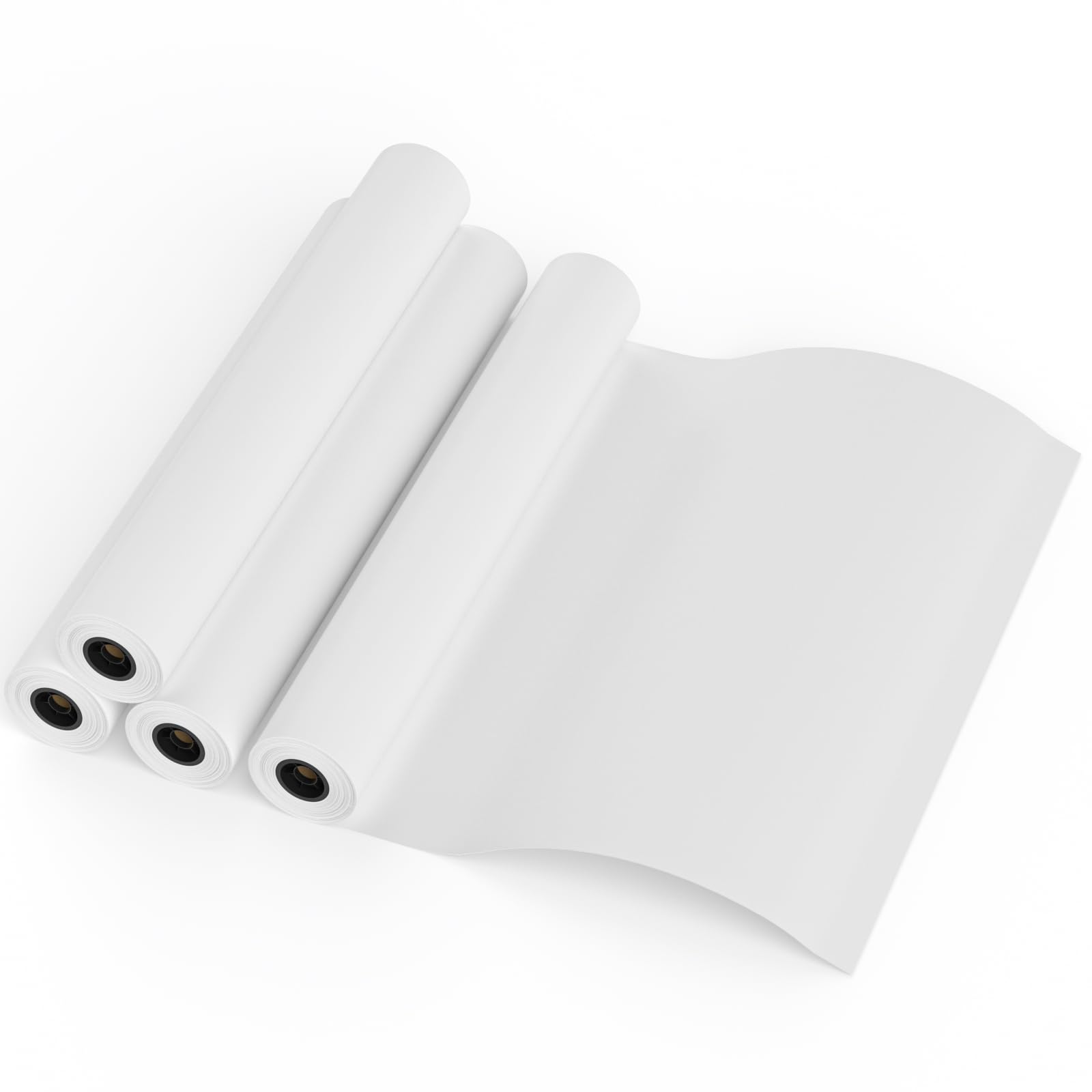 Lot de 4 rouleaux de papier pour traceur 610 mm x 50 m, 80 g/m², rouleau universel jet d'encre pour dessins CAO, plans d'ingénierie, cartes SIG/conceptions architecturales