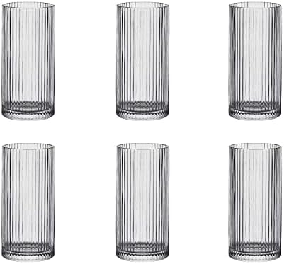 DESYIFO Glass Cups Vintage Glassware, 15 oz Origami Style Transparent Cocktail Glasses Set of 6, Mixed Drinkware Sets for Cocktail, Water, Beverage, Juice, Wine