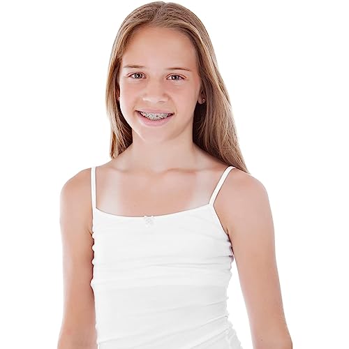 Girls Cotton Undershirt T-Shirt Camisole Tank Top, Multi Pack (Size 2T-14)3