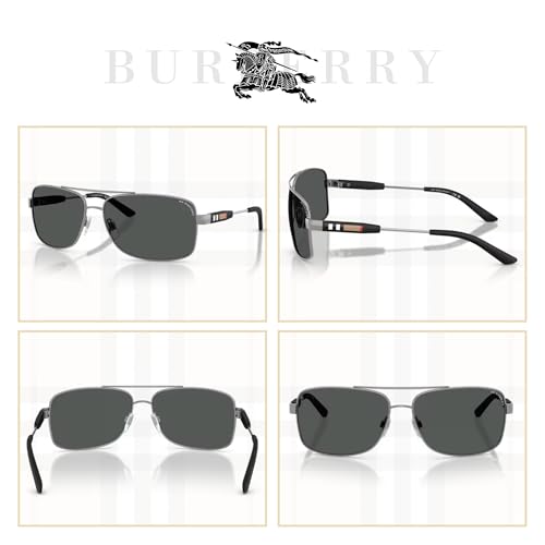 BURBERRY BE3074 Rectangle Sunglasses For Men +BUNDLE with ACCESSORY EYEWEAR KIT4
