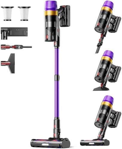 Cordless Vacuum Cleaner, Self-Standing 620W 55KPA 75Min Runtime S...