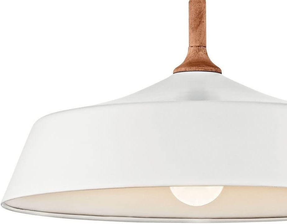 Kichler Danika 9.25" 1 Light Pendant with White finish and Wood Accents