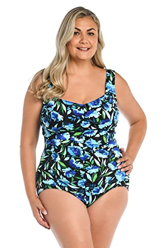 Maxine Of Hollywood Women's Shirred Front Girl Leg One Piece