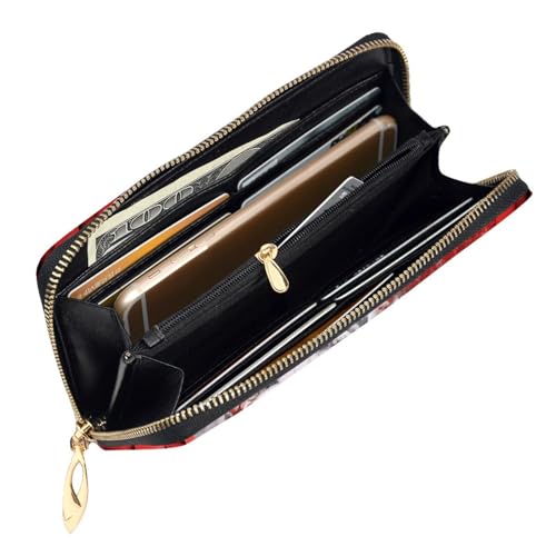 Portefeuille long en cuir noir zippé imprimé Noël chic - 4