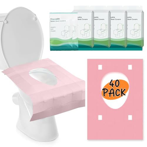 40 Stück Einweg Toilettenauflagen Wasserdichte Toilettenbezüge Toilette Auflage WC-Sitz Matte Einweg Toilettenpapier Pad für Öffentliche WCs Reisen und Unterwegs