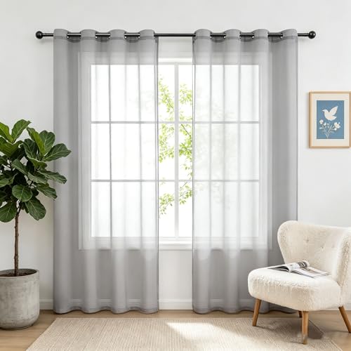 Voilage rideau romantique gris pour décoration de maison
