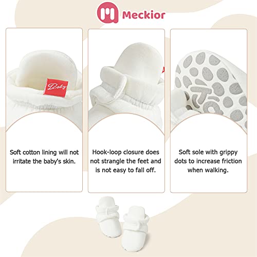 Meckior Infant Baby Boys Girls Cotton Booties Winter Fleece Warm Cozy Socks Soft Bottom Newborn Toddle First Walkers Crib Shoes With Grippers #TOP4