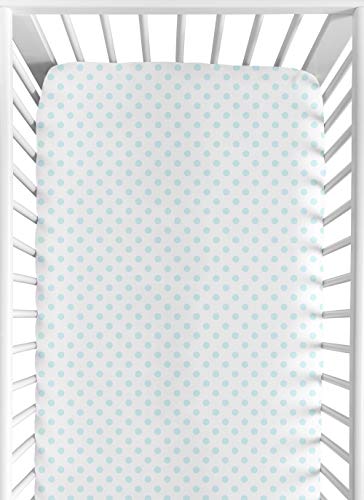Sweet Jojo Designs Blue and White Polka Dot Girl Fitted Crib Sheet Baby or Toddler Bed Nursery - Watercolor Floral Shabby Chic Collection