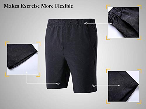 LTIFONE Mens Shorts Gym Training Bodybuilding Exercise Shorts Lightweight Quick Dry Spandex Mens Active Workout Shorts Athletic Summer Shorts(Blue,XXL) - Thumbnail 2