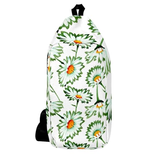 Sac à dos à bandoulière fleurs sauvages blanc et multicolore 16x36.5cm pour homme et femme