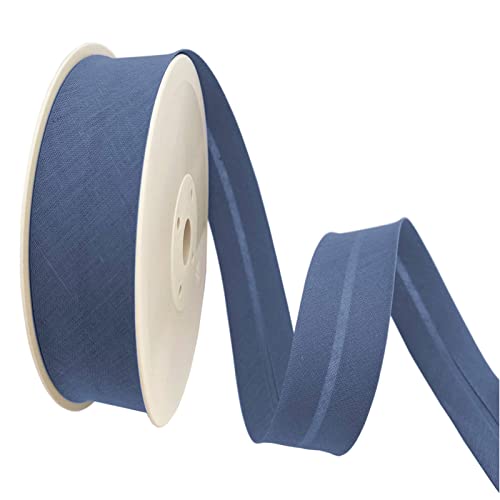 TEXTEX = 30mm Wide Bias Binding Tape. 50% Cotton and 50% Polyester. 10m Piece - (Blue), Mid blue