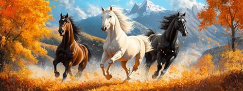 Bimkole 5D 大きい ダイヤモンドアート 馬 ダイヤモンドアート キット 絵画 秋の動物たち クロスステッチ フルドリル クリスタル ラインストーン 刺繍 DIY アート クラフト ホーム ウォールデコ 30x40 cm