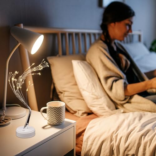 Lámpara de mesa nocturna LED forma de árbol blanca miniatura 5