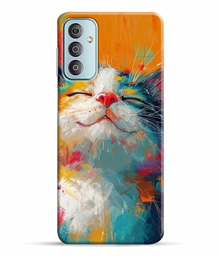 Image of Printed Hard Back Case Cover & Compatible for Samsung Galaxy F23 5G | Samsung M23 5G | Cat Painting Art (Multicolor) - D1191