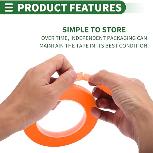 Image of Motoforti Universal Painters Tape Masking Master Tape 0.15cm /0.3cm /0.6cm /1.2cm /1.9cm x 55m Easy Removal Crepe Paper Orange 5 Pcs