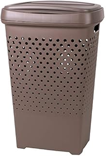 Urban Living 70Lt Plastic Laundry Linen Storage Basket Bin With Lid (Brown)