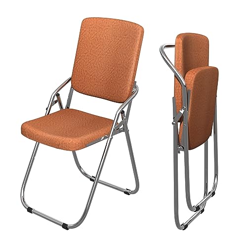 Chleby Silla Plegable Silla de Visita tapizada en Cuero Silla Plegable sillas Plegables para el hogar, al Aire Libre, en Salas de conferencias Marrón