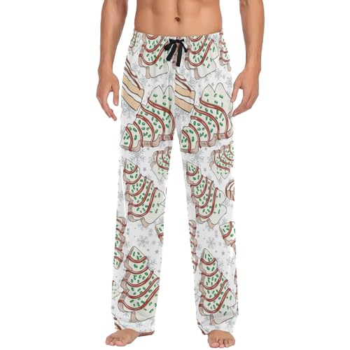 Christmas Tree Cakes Pajama Pants for Men Soft Men Pjs Pants with Pockets for Winter Xmas Large