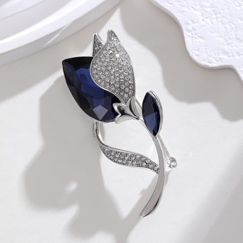 Image of Rhinestone Flower Brooches for Women Enamel Floral Brooch Lapel Pins for Mom Wife Elegant Dress Accessories Mother's Day Jewelry Gifts