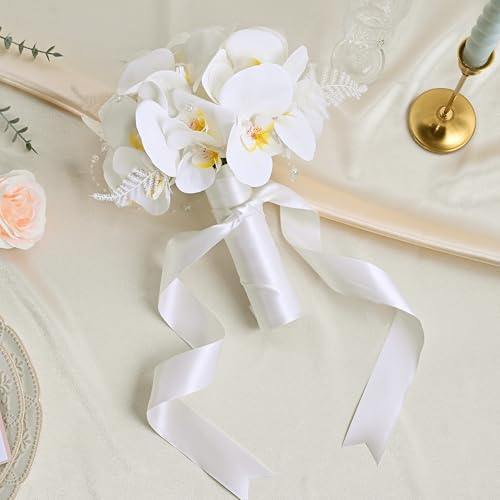 Image of Double Face White Satin Ribbon 1-1 /2 inch X 50 Yards Polyester White Ribbon for Gift Wrapping Very Suitable for Weddings Party Hair Bow Invitation Decorations and More