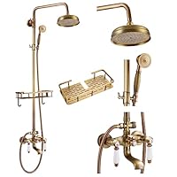 Freiliegende Duscharmatur Set 8 Regendusche 2 Doppelknöpfe Griff