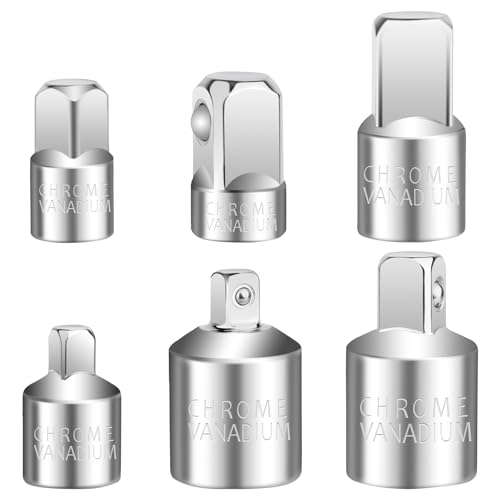 6 Pièces Adaptateur Douille Jeu d’adaptateurs, Adaptateur Cliquet Réducteur 1/2 à 3/8, 3/8 à 1/2, 1/2 à 1/4, 1/4 à 1/2, 1/4 à 3/8,3/8à 1/4, Adaptateurs Pour Douilles et Embouts