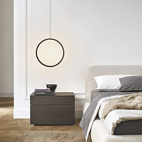 Lampe suspendue à anneau en métal ultra-mince avec diffuseur silicone