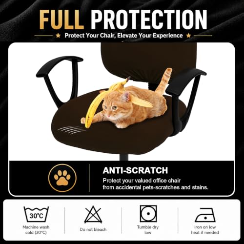 Image of DIVA EN CAMINO DEC Stretchable Desk Office Chair Seat Covers - Universal Stretch Computer Chair Slipcover - Washable Rotating Backrest Coverings & Cushion Protectors for Dogs, Cats, Pets, Brown