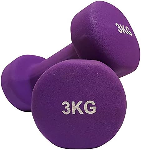 FIT4HOME Neoprene Dumbbell Set Ladies Arm Hand Weights Exercise For Home Gym With Carry Case Multicolour